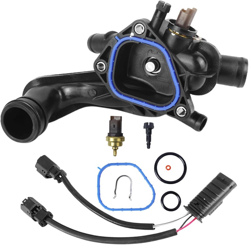 MUNIK 11538699290 Cooling water thermostat + line speed 2007-2013 Compatible with MINI 1.6L COOPER R55 R60 R58 R56 R57 R61 R59 Peat# 12517646145 11537534521 1336Z6 9810916980 - Image 1